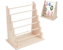 6-laags houten linten opbergdoosrek - lintenrek - opbergorganizer van hout - linten naai-opbergdoos displaystandaard - geschikt voor naaien, knutselen, cadeaus, bloemist, verpakking
