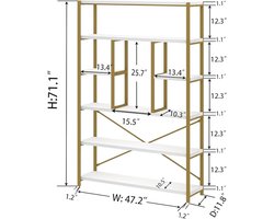 6-Laags Open Rek Zwart – Vintage Stijl – Stevig & Duurzaam Opbergmeubel voor Woonkamer, Slaapkamer of Kantoor – HomeByNicole 120x30x180 cm