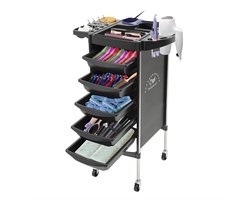 6-Laags Salon Trolley – Vrijstaande Roltafel met 4 Zwenkwielen – Voor Kappers, Beauty en Dierenverzorging – 36 x 85,5 cm – Zwart