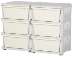 6 Lades Speelgoed 75x37x56,5cm Plastic Opbergdoos Crème Wit Plastic Organizer Opslagoplossing Voor Kinderkamer Woonkamer Slaapkamer