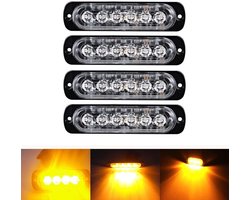 6 LED Geel Ultra Slim Underbody noodgevallen Hazard Strobe waarschuwingslampje bar voor 12 V auto voertuig, veiligheid Flashing Beacon voor boot SUV aanhanger caravan (4-pack)