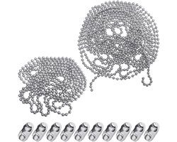 6 m roestvrijstalen zilverkleurige kogelketting voor meubels, gordijnen, jaloezieën en rolluiken.