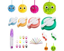 6 Maten Pompom Maker Set - DIY Pompon Maken Kit Tool - Fluffy Ball Weaver Met 10 Pinnen Voor Grote Ogen - 12 Pinnen - 1 Schaar - Voor Kinderen Volwassenen - Fluff Ball Diy Charms Decoraties