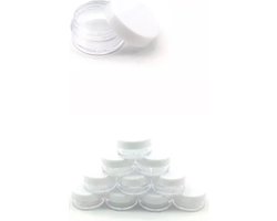 6 mini crème potjes - wit - proefjes - 3 grams potjes - proef potjes - monster potjes - cosmetica potjes - Potjes met plastic deksel - Sample potjes - Lege potjes met deksel -Zalfpotjes - Plastic potjes met deksel - Potjes met schroefdop