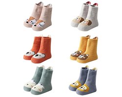 6 Paar Baby Winter Sokken met Antislip en Dikke Thermische Grip