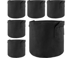 6 Pack 11 L Plant Bag - Fleece Fabric - Zwarte Fabric Pots - Plant Bag met Handvat - 3 Litre Plant Bag voor Aardappelen - Uien - Wortels