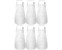6-pack Kinderschorten – Schorten voor knutselen, keuken, koken en schilderen – Verstelbaar – Ideaal voor bakken, tuinieren, knutselen, schoolactiviteiten, barbecues en feestjes – Groot formaat (geschikt voor 7–12 jaar) – Wit