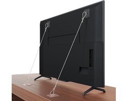 6-pack verstelbare metalen tv-veiligheidsriemen van 42 inch, boorvrije, zelfklevende, anti-kantel meubelmuurankers voor kindveiligheid, bevestig platte schermen aan muren, kasten, standaards of bureaus, dressoirs, boekenplanken