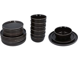 6 persoons 18-delig Serviesset Terre Zwart Geglazuurd Keramiek - Zwart