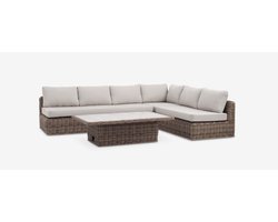 6-persoons Loungeset – Sneldrogende Kussens – Naturel - tuinmeubel -