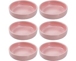 6-Piece - Kommen - Keramische kommen - Ceramic Condiment Dish Set Pink – Minimalist Porcelain Side Plates for Soy Sauce and Dipping - Kommen voor bijgerechten - Kommen voor saus - Kommen voor dipsauzen - 9x9x2.5 cm - roze