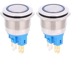 6-polige roestvrijstalen reset-drukknopschakelaar voor meer veiligheid en stabiliteit, DC 12-24 V ringknopaccessoires voor lange levensduur, 2 stuks rood, wit, groen, oranje, blauw voor de