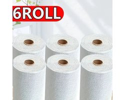 6 Rollens Isolerend Behangpapier - Zelfklevend Behang voor Woonkamer & Slaapkamer- Zelfklevend Behang Dik - 50X280 cm - Vinylbehang - Waterdicht - white