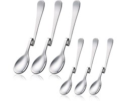 *** 6 RVS lepels met gebogen handvatten - lange drinklepels met knik - latte macchiato lepel - koffielepel - honinglepel met gebogen handvatten van Heble® ***