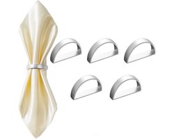6 servetringen van roestvrij staal, metalen servetringhouder, herfst, Thanksgiving, Kerstmis, moderne servetringen, metalen decoraties, tafelblad, keuken, diner, bruiloft (matte zilveren halve cirkel)