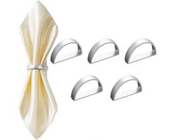 6 servetringen van roestvrij staal, metalen servetringhouder, herfst, Thanksgiving, Kerstmis, moderne servetringen, metalen decoraties, tafelblad, keuken, diner, bruiloft (matte zilveren halve cirkel)