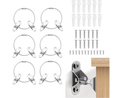 6 Sets van Anti-Tilt Beveiliging - Veiligheidsgordel - Roestvrij Staal - Meubel Wandankers - Meubel Wandgordels - Stoelengordels voor Boekenkast en Kast