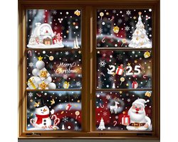 6 Sheets Christmas Window Stickers, Christmas Window Clings Reusable Window Decoration Santa Claus Reindeer Snowman Snowflake 2025 PVC White Static Decal Xmas Window Sticker