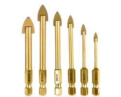 6 Stks Glazen Boor 4/5/6/8/10/12Mm Tegel Boor 1/4 "Hex Schacht Speerkop Boor Voor Glazen Tegel Keramische Spiegel Porselein Marmer