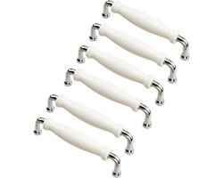 6 STKS Keramische Zinklegering Kast Handvat - Keuken Lade Deurgrepen - Deurknoppen voor Vervanging - Voor Lade, Keukenkast, Badkamerkast, Garderobe Deur (Hole Centre: 128 mm)