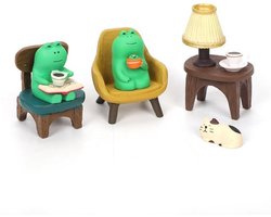 6 Stks Miniatuur Kikker Beeldjes, Leuke Kikker Beeldjes Home Decor Mini Kikker Tuin Standbeeld Grappig Kikker Standbeeld Bureau Kantoor Decor voor Slaapkamer Verjaardagscadeau