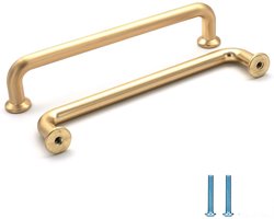6 Stuks 160mm Gatenafstand Keukenhandgrepen in Geborsteld Messing voor Kasten en Deuren