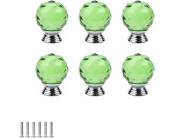 6 Stuks 30mm Kleurrijke Kristallen Deurknoppen Deurknop Meubelknoppen Ronde Ladeknop Kristal Glas Kast Knoppen voor Garderobe Kast Deur Pull Handgrepen met Zilveren Basis Enkel Gat