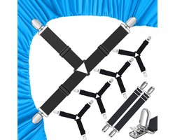 6 Stuks Bed Sheet Fasteners, Driehoekige Lakendragers, Verstelbare Elastische Lakenspanner met Metalen Klemmen, Voor Bed Laken, Matrashoezen, Sofa Kussen