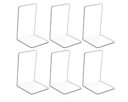 6-stuks Boekensteun - Transparante acryl boekensteun - Antislip decoratieve boekensteun - Kunststof boekenplankstandaard - Hoog draagvermogen - Decoratief - Geschikt voor scholen, bibliotheken, slaapkamers, enz. - Transparant
