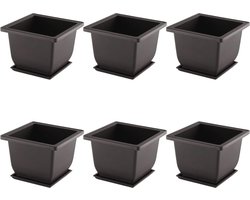 6 Stuks Bonsai Potten met Dienblad - Plastic Potten voor Vetplanten en Cactussen - Ideaal voor Tuin en Binnenhuis