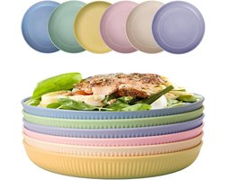 6 stuks borden, onbreekbare en robuuste dinerborden, 22 cm, platte borden voor salade, pasta, party, thuis, magnetron en vaatwasmachinebestendig
