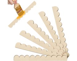6 stuks decoratieve houten strips - Decoratieve houten strips - Deurkozijnbekleding - Onafgewerkte houten strips met waaierrand - 15,74 x 1,57 inch - Waaiervormig - DIY - Geschikt voor kasten, ramen, planken, deuren, muren - Natuurlijke houtkleur
