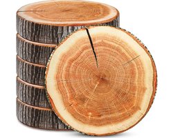 6 Stuks Decoratieve Rond Kussen voor Slaapkamer en Woonkamer - Natuurlijk Houten Design