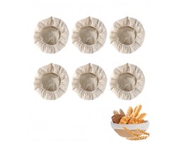 6 stuks - Deksel voor zuurdesemkom - Stoffen voeringen voor ronde broodrijsmanden - Ronde broodrijsmand Afdekdoek - Stoffen voering - Linnen voering - Bakbenodigdheden - Herbruikbaar - 20*8cm - Beige - Voor de mond van de pot, brood dat rijst