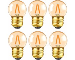6 stuks E27 led warm wit 1W Edison Vintage barnsteen lamp vervangt 10W gloeilamp, 220V warm wit 2200K kleine globe G40 E27 gloeilamp, decoratieve gloeilamp, niet dimbaar