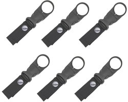 6 stuks - flessenhouder clips - zwart - rugzak karabijnhaak bekerhouder - Geschikt voor kamperen wandelen reizen vissen outdoor-activiteiten - sleutelhanger karabijnhaak haak - Polyester + ABS-kunststof