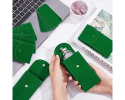 6 Stuks Fluwelen Horlogezakjes, Draagbare Reisopbergdoos voor Horloges, Luxe Cadeautas met Drukknop, Ideaal voor Horloge Organizer en Sieraden, Groen, 13x6.5cm
