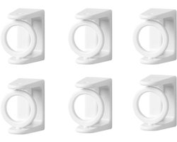 6 Stuks - Gordijnroedehaken - Gordijnroedehouder - gordijnroede houders - Gordijnstangbeugels - decoratieve staaf haken - bevestigingen voor gordijnroedes - raambeslag - ABS - wit - 3*5*4 cm - voor 25 mm stang - voor gordijnroede ophangen