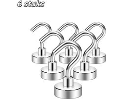 6 stuks - Haken - Magnetische haken - Beschadigen de muren niet - Geschikt voor badkamers, douchecabines, keukens, kantoren en soortgelijke locaties - Waterdicht, oliebestendig en roestvrij - Draagvermogen tot 12 kg - Zilver