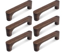 6 Stuks - Handgrepen kast - Boormaat 96mm - Houten Handgreep - Met schroeven - Moderne Square meubelgrepen - Deurgreepjes - Kastgrepen - Badkamer Meubelgreep - Voor kast, lade, dressoir en kledingkastdeuren