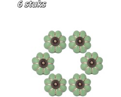 6 stuks - Kastgrepen - Pompoenvormige grepen - Keramische kastgrepen - Geschikt voor lades, kaptafels en keukendeuren - Groen