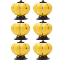 6 stuks keramische kastknoppen pompoen keramische - meubelknoppen - kastgrepen keramische knoppen voor meubels met schroeven voor kantoor, meubels, keukenkast, laden, commode (geel)