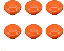6 Stuks Keramische Ronde Deurklinken van 32mm, Decoratieve Handgrepen voor Meubels en Kasten (Oranje)