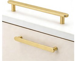 6 Stuks Keuken Kast Handgrepen Messing 128mm, Gouden Meubelgrepen, Kast Knoppen voor Slaapkamer en Badkamer, Duurzaam en Stijlvol Design