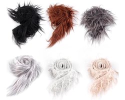 6 Stuks Kunstbont Voorgesneden Strepen Rand voor Knutselen - Wollig Pluche voor Naaien Kleding Kerstdecoratie Doe-Het-Zelf - 5 x 150 cm