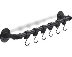 6 stuk(s) Leren S-haak hangers - handdoekhaakjes - Ophanghaken – kapstokhaak - Zwart - 12,5 x 2,5 cm – Zwart zilver – Leer