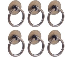 6 Stuks Massief Messing Kast Ring Trekt - Antieke Vintage Lade Handgrepen voor Dressoir en Meubels, Retro Knoppen voor Doe-Het-Zelf Restauratie