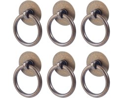 6 Stuks Massief Messing Kast Ring Trekt, Antieke Vintage Lade Handgrepen voor Retro Meubels en Doe-Het-Zelf Restauratie