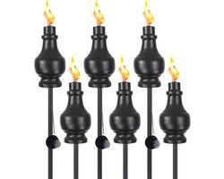 6 Stuks Metalen Citronella Tuinfakkels - 60 Inch Verstelbare Fakkels voor Buiten