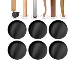 6 stuks - Meubelbeschermers - Meubelpootbeschermers - Ronde pootbeschermers - Antislip rubberen beschermers - Vloerbeschermers - Beschermers met antislipstrips - Zwart - Geschikt voor meubels bedden kasten banken stoelen en tafels
